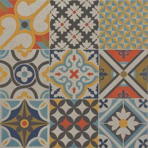 600x600mm Ethnic Mix Patterned Porcelain Tile in Dallas