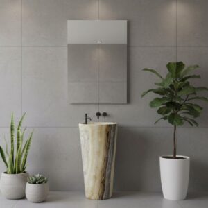 Designer porcelain tile surface for upscale Dallas bathroom renovation
