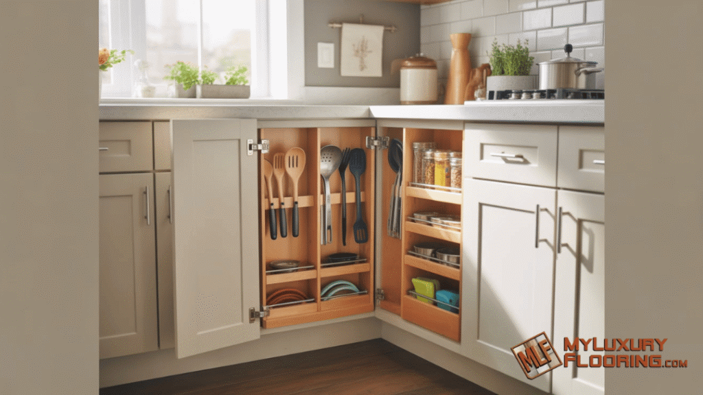 Corner Cabinet with Utensil Storage