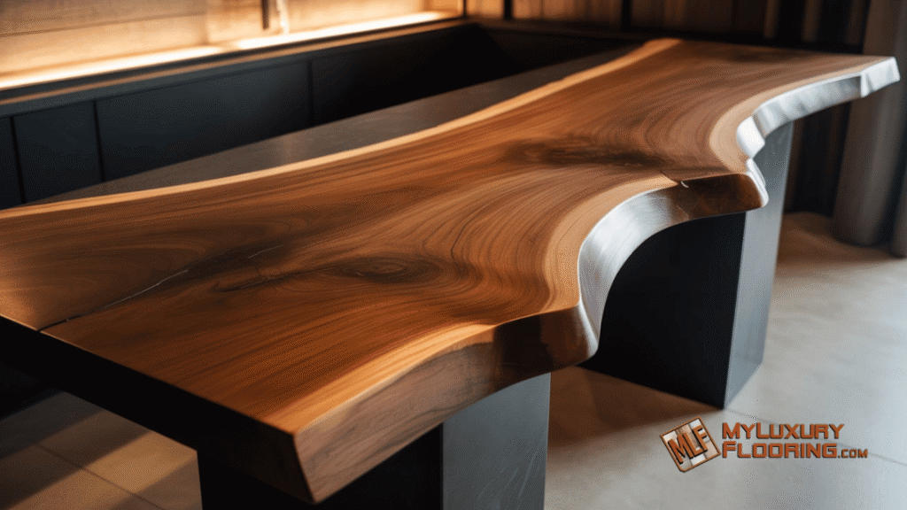 Live Edge Bar Counter with Metal Base