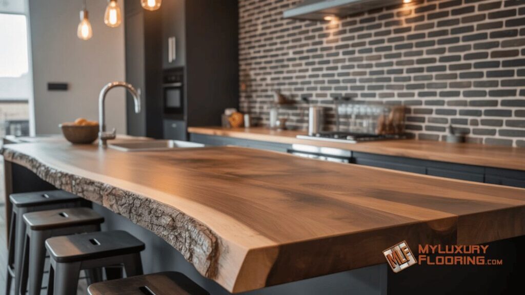Live Edge with Brick Accent Wall