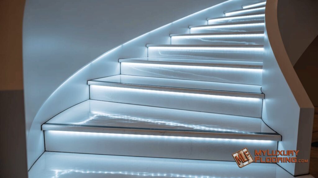 Porcelain Staircase with LED Strip Lighting