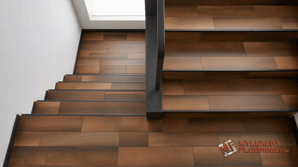 Wood-Look Porcelain Stairs