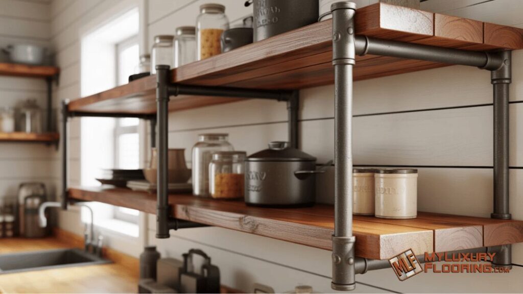 Wood + Metal Two-Tier Shelves