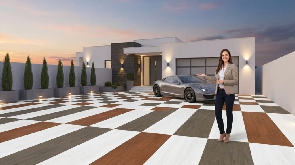 Wood-Look Car Porch Tiles